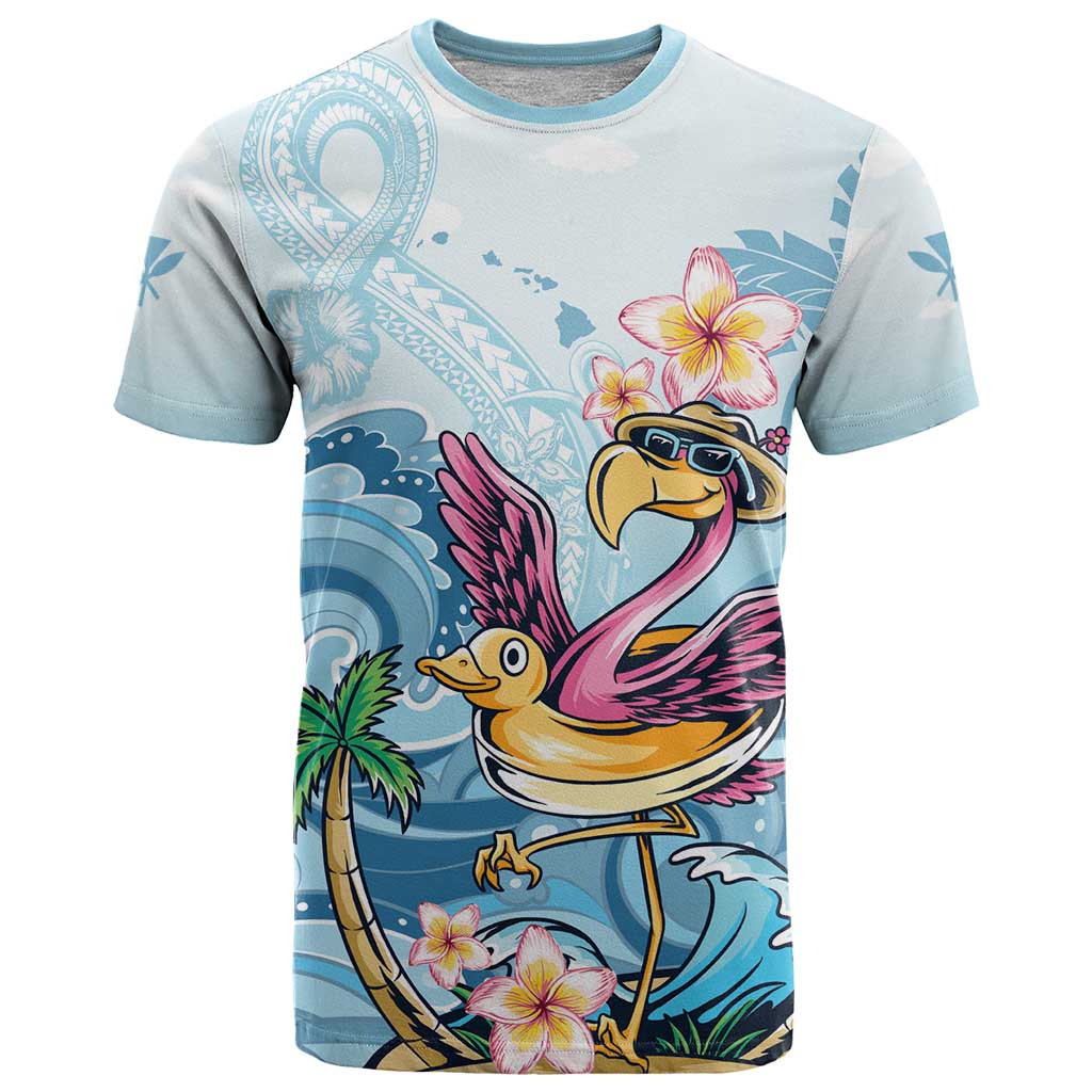 Hawaii Flamingo T Shirt Plumeria Tropical Beach - Wonder Print Shop