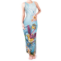 Hawaii Flamingo Tank Maxi Dress Plumeria Tropical Beach - Wonder Print Shop
