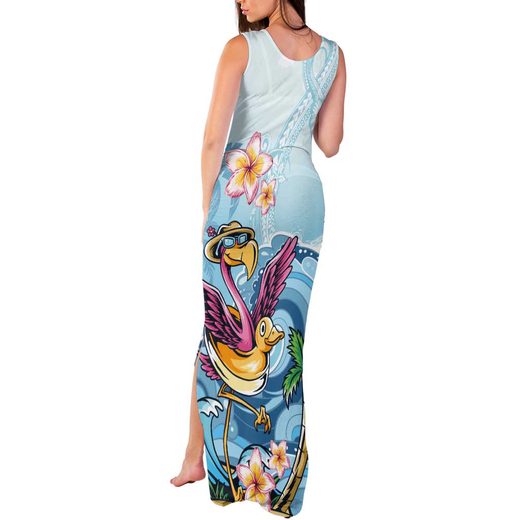 Hawaii Flamingo Tank Maxi Dress Plumeria Tropical Beach - Wonder Print Shop