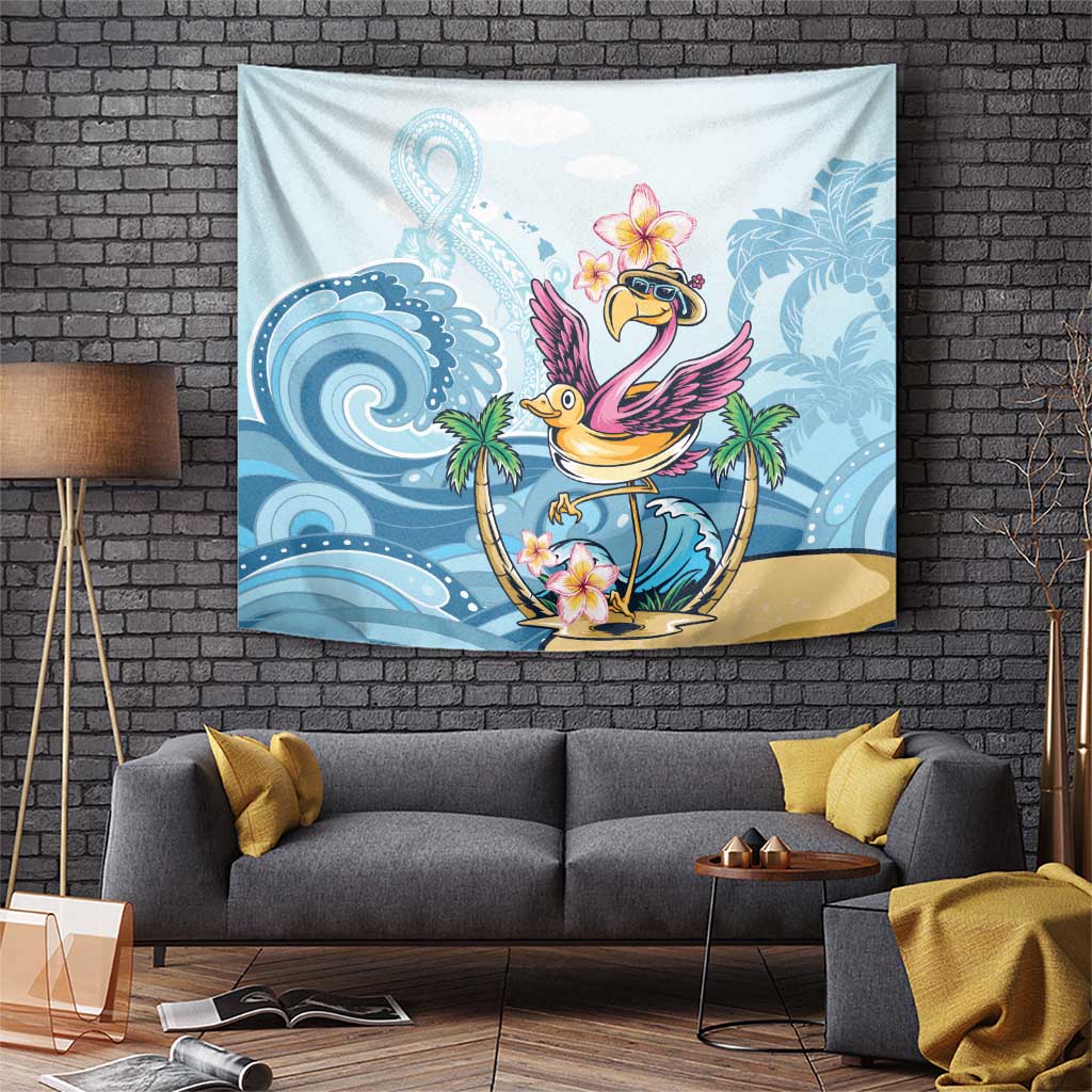 Hawaii Flamingo Tapestry Plumeria Tropical Beach - Wonder Print Shop