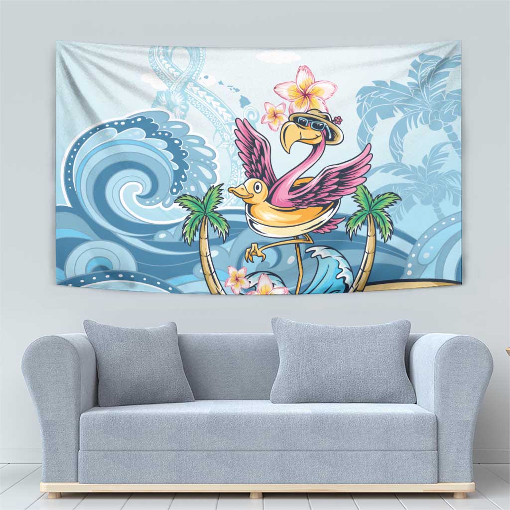 Hawaii Flamingo Tapestry Plumeria Tropical Beach - Wonder Print Shop