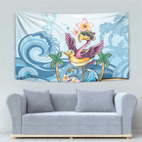 Hawaii Flamingo Tapestry Plumeria Tropical Beach - Wonder Print Shop