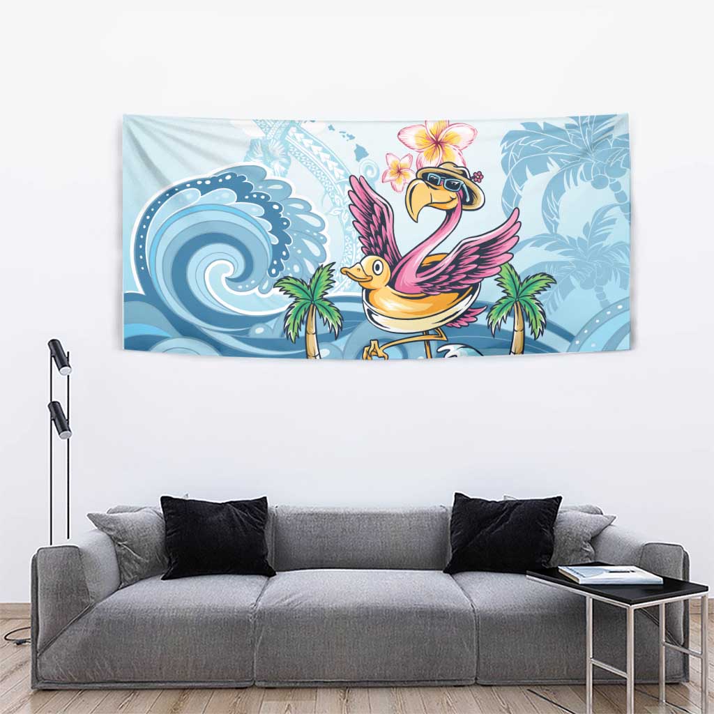 Hawaii Flamingo Tapestry Plumeria Tropical Beach - Wonder Print Shop