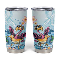 Hawaii Flamingo Tumbler Cup Plumeria Tropical Beach - Wonder Print Shop