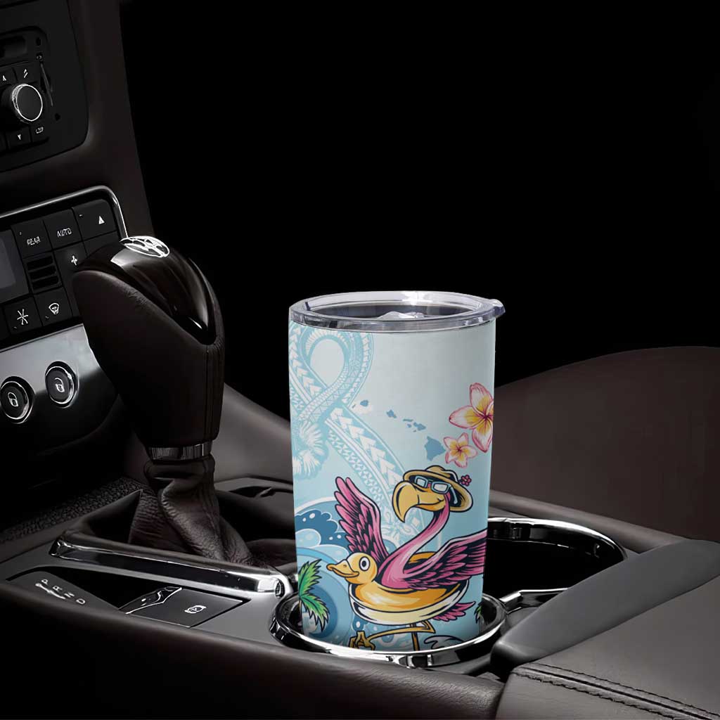 Hawaii Flamingo Tumbler Cup Plumeria Tropical Beach - Wonder Print Shop
