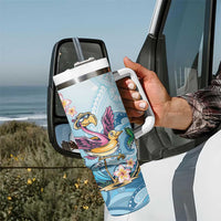 Hawaii Flamingo Tumbler With Handle Plumeria Tropical Beach - Wonder Print Shop