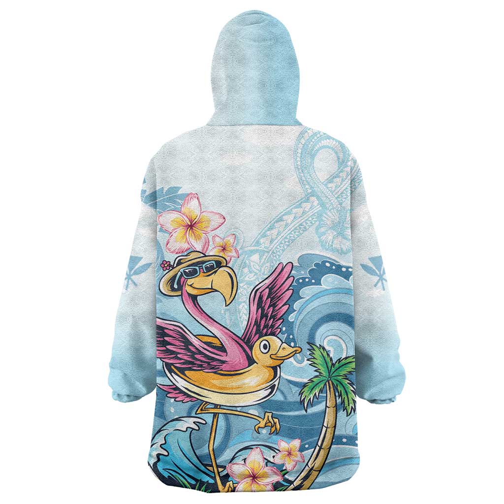 Hawaii Flamingo Wearable Blanket Hoodie Plumeria Tropical Beach - Wonder Print Shop