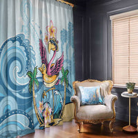 Hawaii Flamingo Window Curtain Plumeria Tropical Beach - Wonder Print Shop