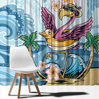 Hawaii Flamingo Window Curtain Plumeria Tropical Beach - Wonder Print Shop