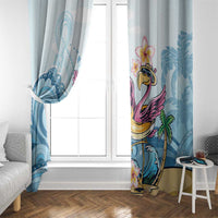 Hawaii Flamingo Window Curtain Plumeria Tropical Beach - Wonder Print Shop