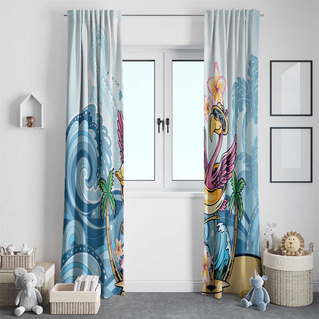 Hawaii Flamingo Window Curtain Plumeria Tropical Beach - Wonder Print Shop
