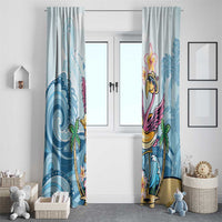 Hawaii Flamingo Window Curtain Plumeria Tropical Beach - Wonder Print Shop
