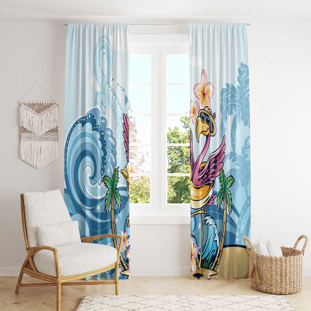 Hawaii Flamingo Window Curtain Plumeria Tropical Beach - Wonder Print Shop