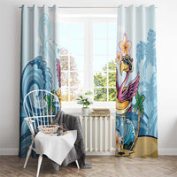 Hawaii Flamingo Window Curtain Plumeria Tropical Beach - Wonder Print Shop