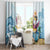 Hawaii Flamingo Window Curtain Plumeria Tropical Beach - Wonder Print Shop