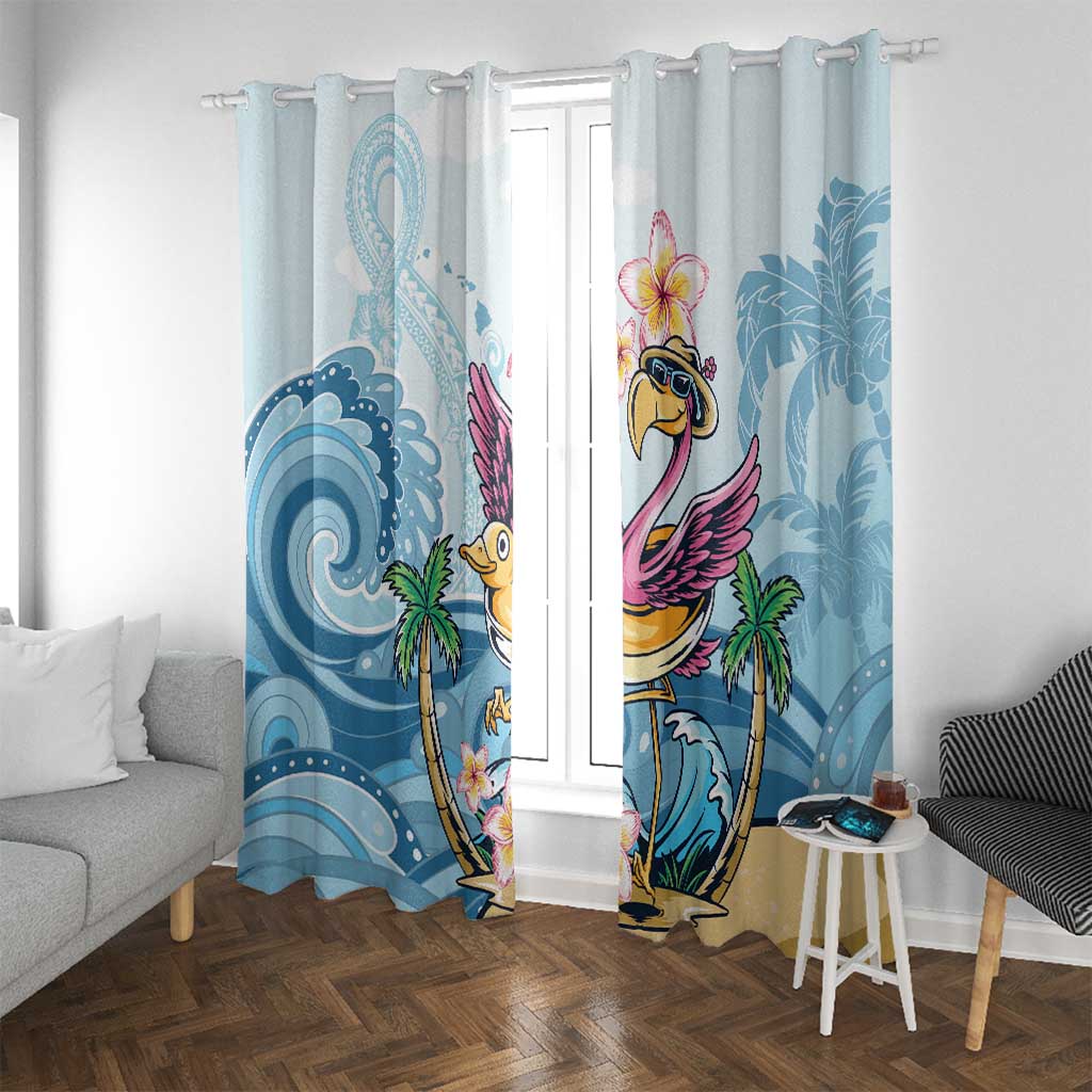 Hawaii Flamingo Window Curtain Plumeria Tropical Beach - Wonder Print Shop