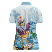 Hawaii Flamingo Women Polo Shirt Plumeria Tropical Beach - Wonder Print Shop