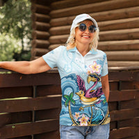 Hawaii Flamingo Women Polo Shirt Plumeria Tropical Beach - Wonder Print Shop