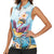Hawaii Flamingo Women Sleeveless Polo Shirt Plumeria Tropical Beach - Wonder Print Shop