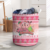 Flamingo Pink Christmas Laundry Basket Fa La La La Min Go - Wonder Print Shop