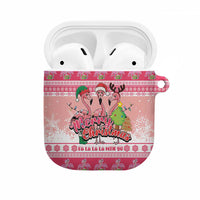 Flamingo Pink Christmas AirPods Case Fa La La La Min Go - Wonder Print Shop