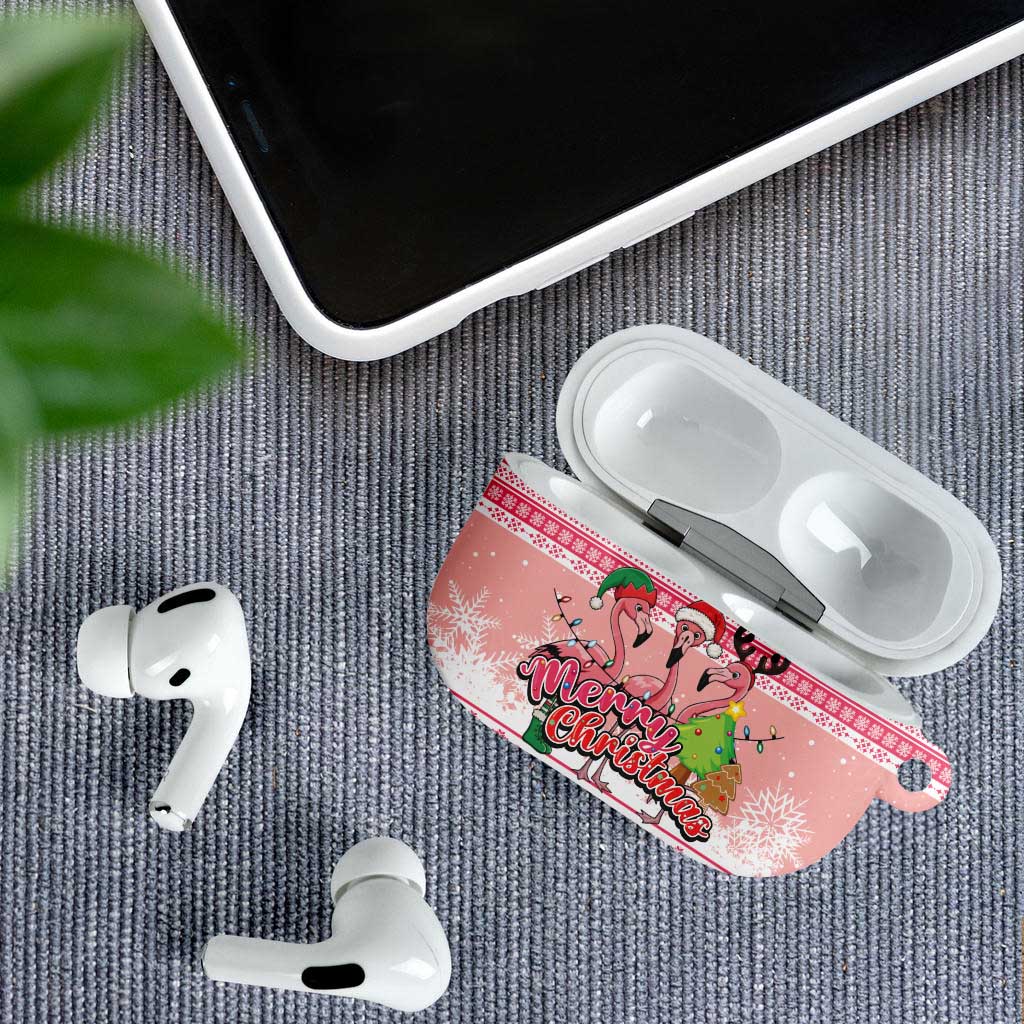 Flamingo Pink Christmas AirPods Case Fa La La La Min Go - Wonder Print Shop