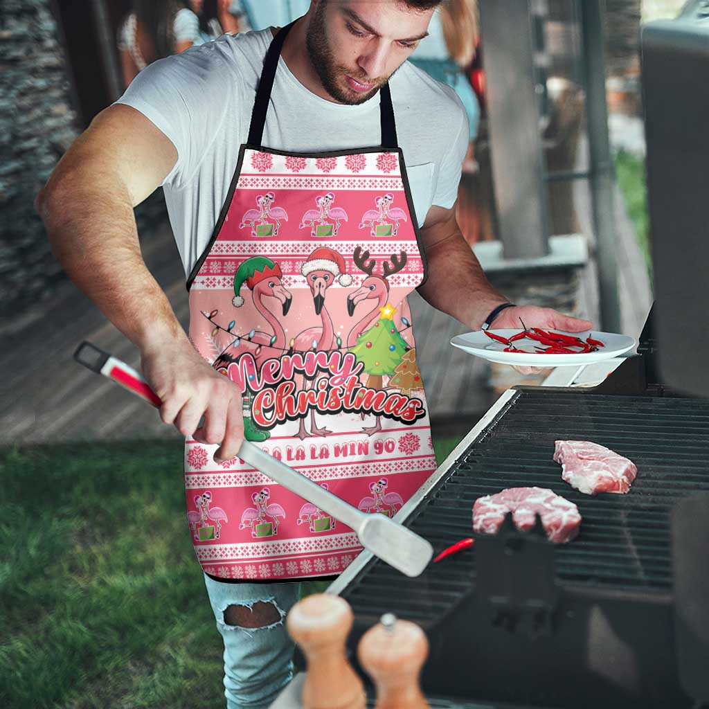 Flamingo Pink Christmas Apron Fa La La La Min Go - Wonder Print Shop