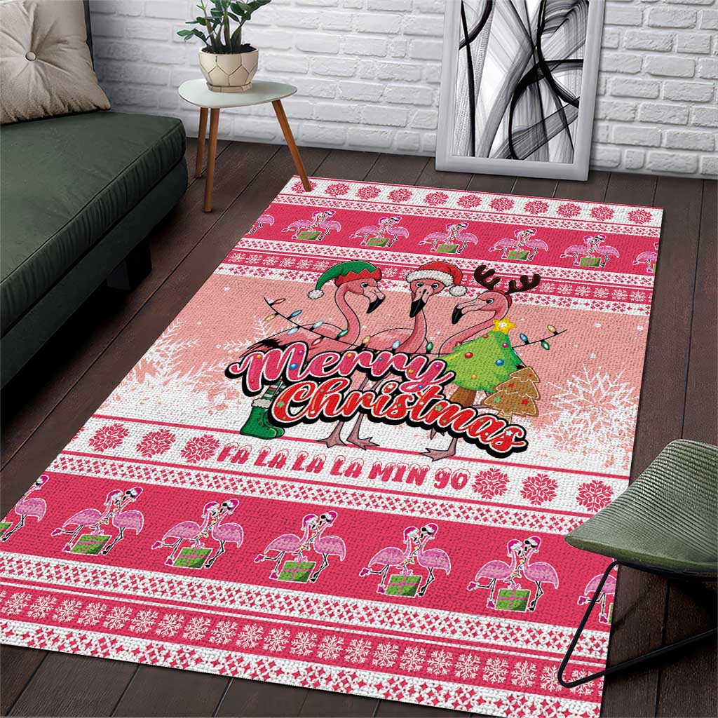 Flamingo Pink Christmas Area Rug Fa La La La Min Go - Wonder Print Shop