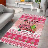 Flamingo Pink Christmas Area Rug Fa La La La Min Go - Wonder Print Shop