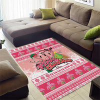 Flamingo Pink Christmas Area Rug Fa La La La Min Go - Wonder Print Shop
