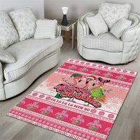 Flamingo Pink Christmas Area Rug Fa La La La Min Go - Wonder Print Shop