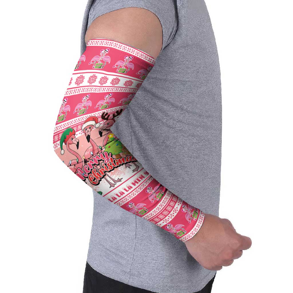 Flamingo Pink Christmas Arm Sleeves Fa La La La Min Go - Wonder Print Shop