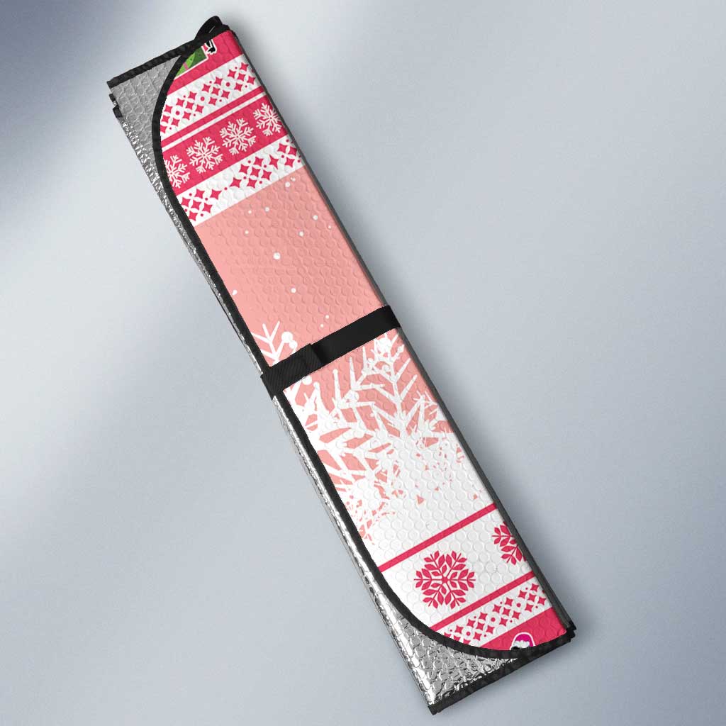 Flamingo Pink Christmas Auto Sun Shade Fa La La La Min Go - Wonder Print Shop