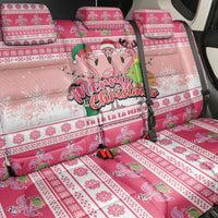 Flamingo Pink Christmas Back Car Seat Cover Fa La La La Min Go - Wonder Print Shop