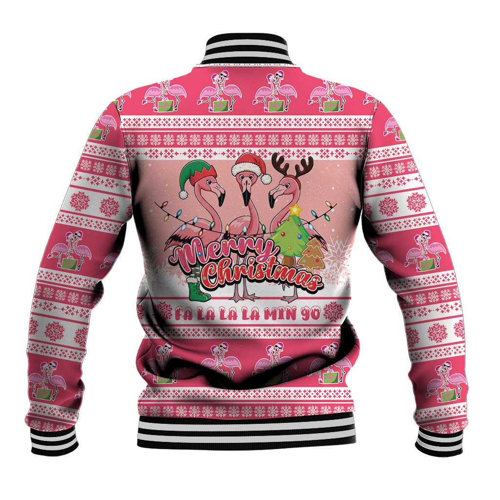 Flamingo Pink Christmas Baseball Jacket Fa La La La Min Go - Wonder Print Shop