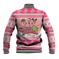 Flamingo Pink Christmas Baseball Jacket Fa La La La Min Go - Wonder Print Shop