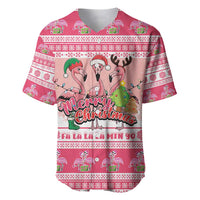 Flamingo Pink Christmas Baseball Jersey Fa La La La Min Go - Wonder Print Shop
