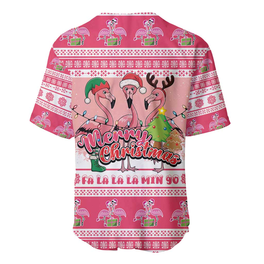 Flamingo Pink Christmas Baseball Jersey Fa La La La Min Go - Wonder Print Shop