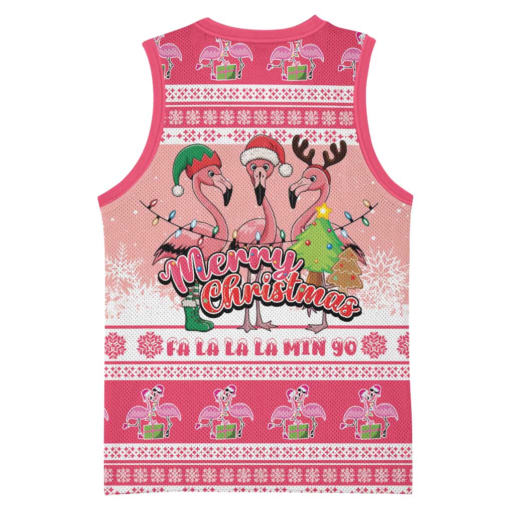 Flamingo Pink Christmas Basketball Jersey Fa La La La Min Go - Wonder Print Shop