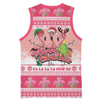 Flamingo Pink Christmas Basketball Jersey Fa La La La Min Go - Wonder Print Shop