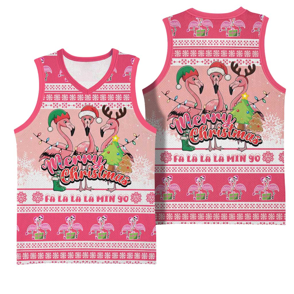 Flamingo Pink Christmas Basketball Jersey Fa La La La Min Go - Wonder Print Shop
