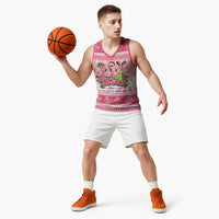 Flamingo Pink Christmas Basketball Jersey Fa La La La Min Go - Wonder Print Shop