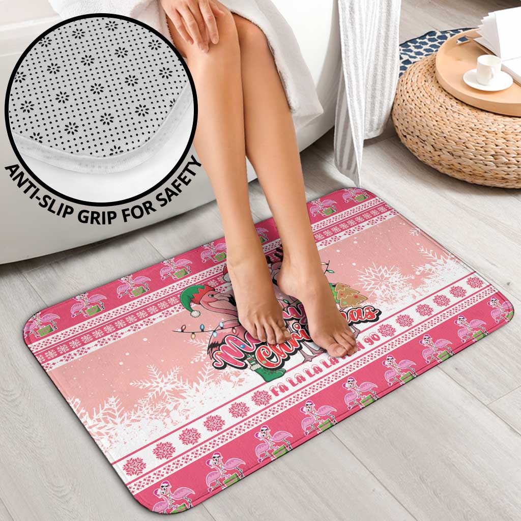Flamingo Pink Christmas Bathroom Set Fa La La La Min Go - Wonder Print Shop