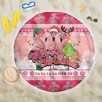 Flamingo Pink Christmas Beach Blanket Fa La La La Min Go - Wonder Print Shop