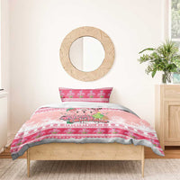Flamingo Pink Christmas Bedding Set Fa La La La Min Go - Wonder Print Shop