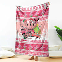 Flamingo Pink Christmas Blanket Fa La La La Min Go - Wonder Print Shop