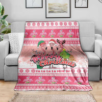 Flamingo Pink Christmas Blanket Fa La La La Min Go - Wonder Print Shop