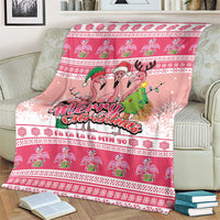 Flamingo Pink Christmas Blanket Fa La La La Min Go - Wonder Print Shop