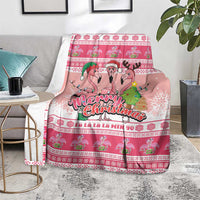 Flamingo Pink Christmas Blanket Fa La La La Min Go - Wonder Print Shop