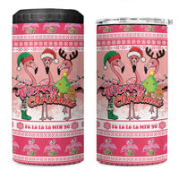Flamingo Pink Christmas 4 in 1 Can Cooler Tumbler Fa La La La Min Go - Wonder Print Shop
